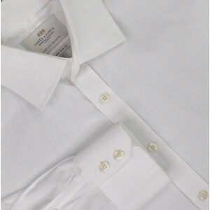 Hawes & Curtis Shirt Mens 17 36/37 White St James Slim Fit Cotton Luxury 2 Ply